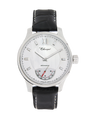 Case Stainless Steel Dial Silver Dial Baton Leather Black