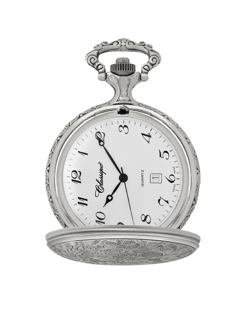 Case Antique Silver Tone Dial White Dial Arabic 