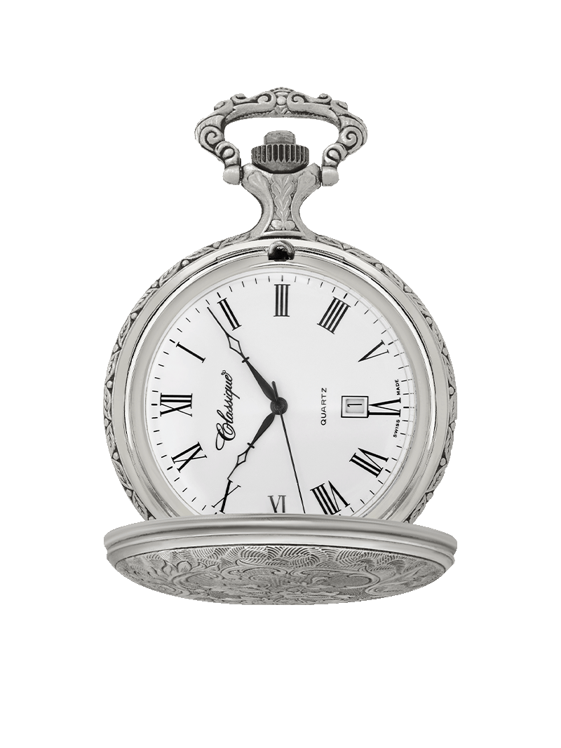Case Antique Silver Tone Dial White Dial Roman 