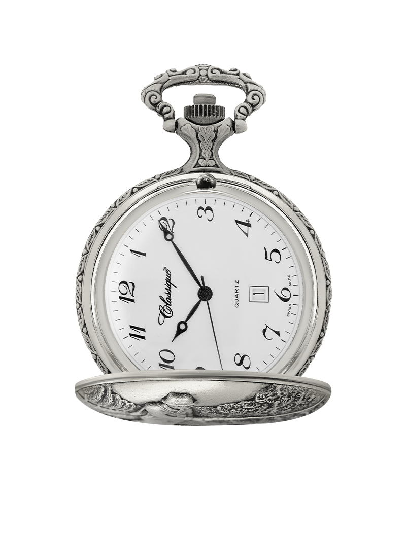 Case Antique Silver Tone Dial White Dial Arabic 