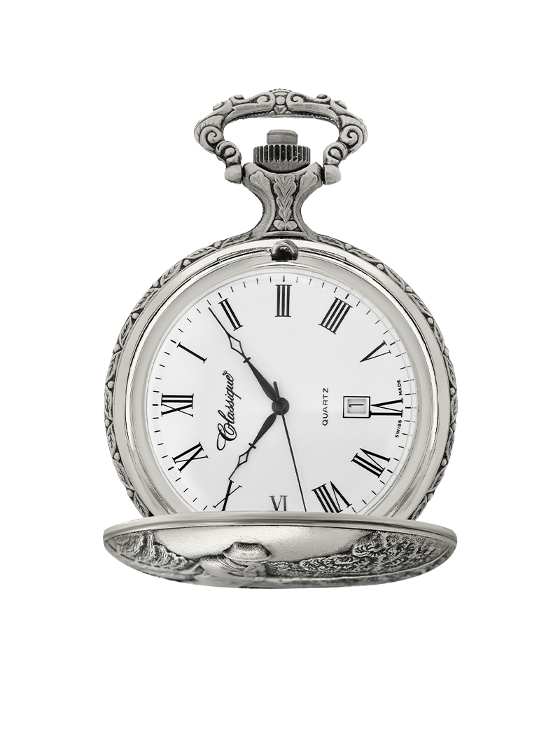 Case Antique Silver Tone Dial White Dial Roman 