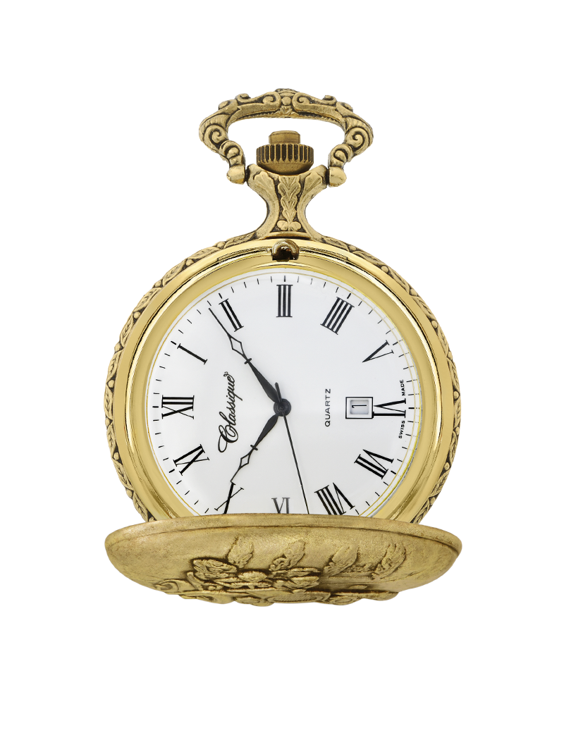 Case Antique Gold Tone Dial White Dial Roman 