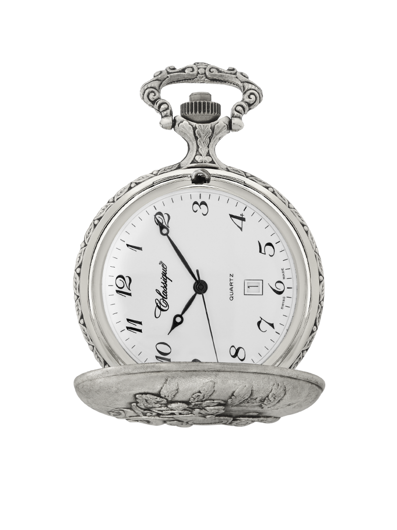 Case Antique Silver Tone Dial White Dial Arabic 