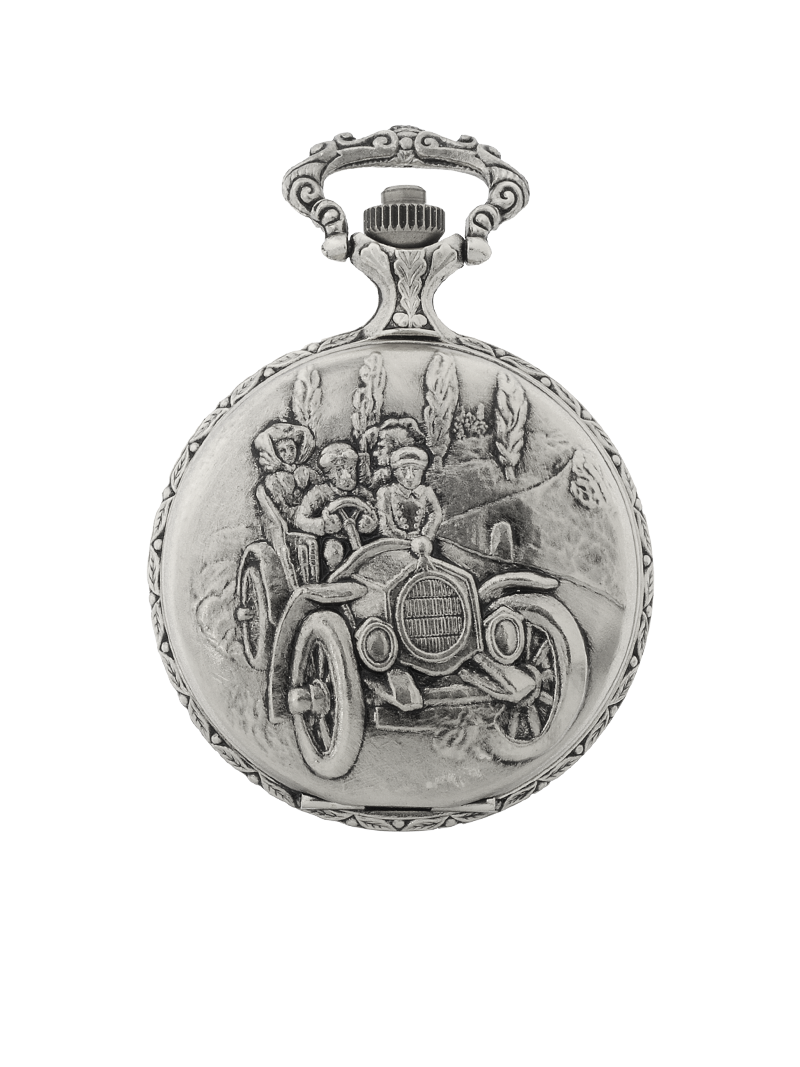 Case Antique Silver Tone Dial White Dial Roman 
