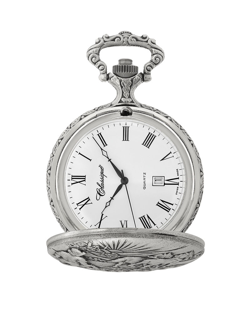 Case Antique Silver Tone Dial White Dial Roman 