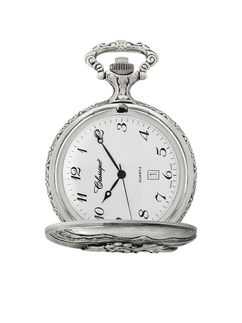 Case Antique Silver Tone Dial White Dial Arabic 