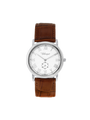 Case Stainless Steel Dial Silver Dial Silver Roman Leather Brown