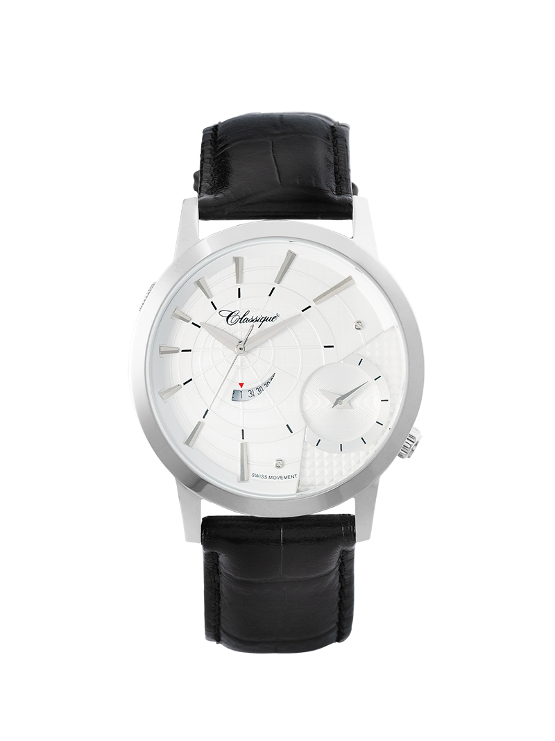 Case Stainless Steel Dial White Dial Baton Leather Black