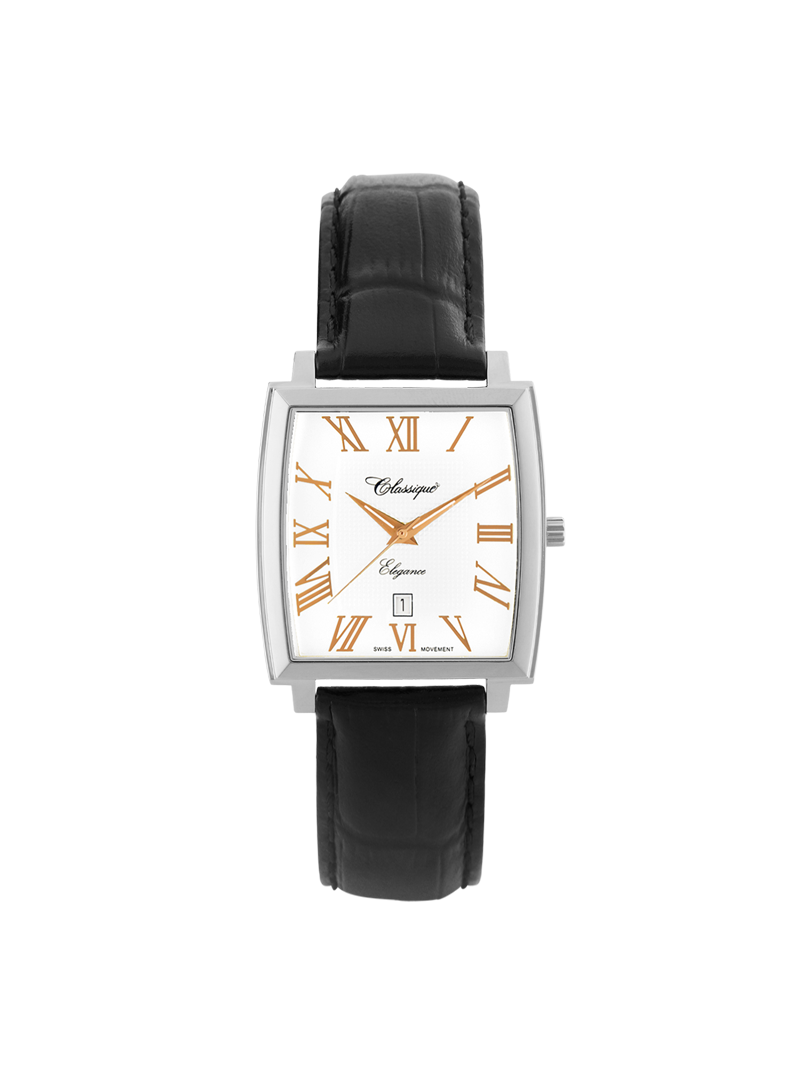 Case Stainless Steel Dial White Dial Rose Roman Leather Black
