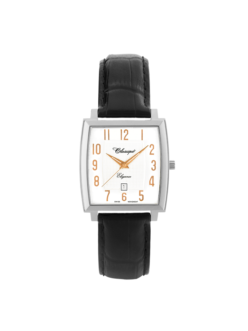 Case Stainless Steel Dial White Dial Rose Arabic Leather Black
