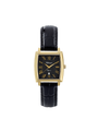 Case Gold Plated Stainless Steel Dial Black Dial Champagne Roman Leather Black