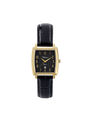 Case Gold Plated Stainless Steel Dial Black Dial Champagne Arabic Leather Black