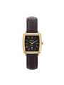 Case Gold Plated Stainless Steel Dial Black Dial Champagne Roman Leather Brown