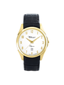 Case Gold Plated Stainless Steel Dial White Dial Champagne Arabic Leather Black