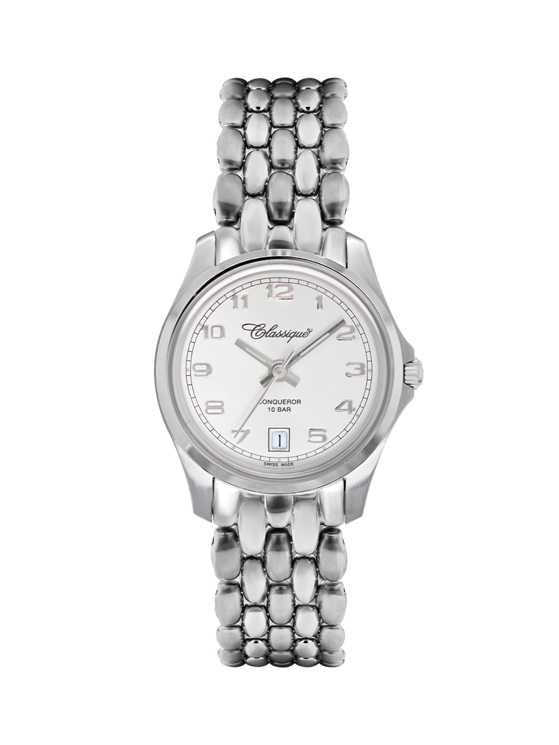 Case Stainless Steel Dial White Dial Black Arabic Bracelet